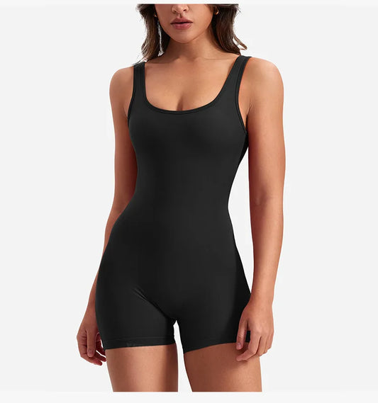 Mono deportivo con cuello cuadrado, ajustados, sexys, sin mangas, con espalda descubierta