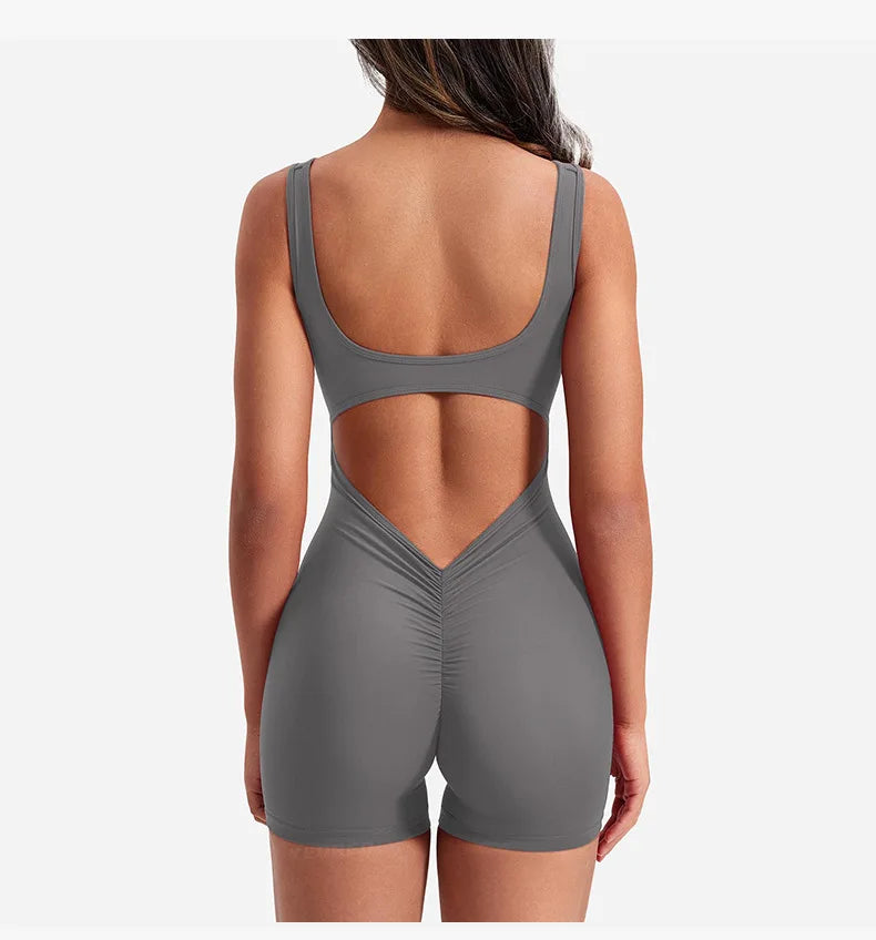 Mono deportivo con cuello cuadrado, ajustados, sexys, sin mangas, con espalda descubierta
