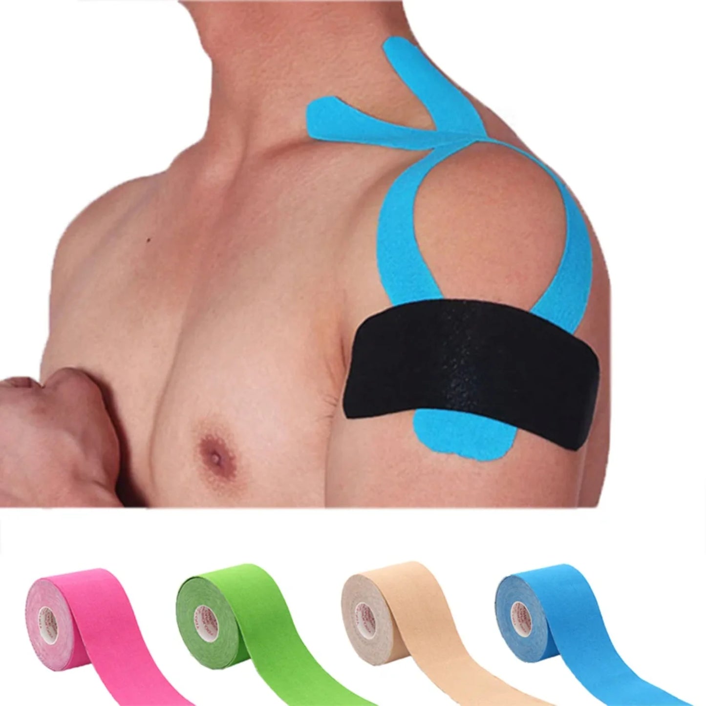 Elastic kinesiology tape for athletic recovery and muscle pain relief