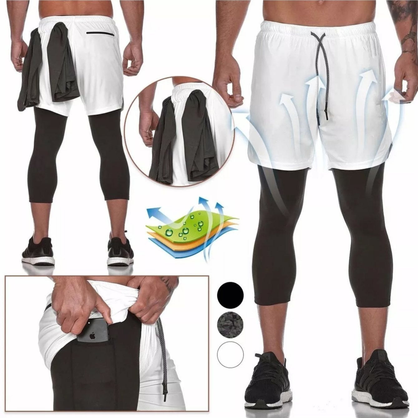 2-in-1 Compression Workout Shorts with Pocket