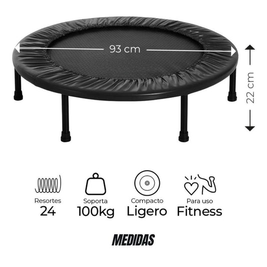Trampolín de ejercicio compacto y ligero para uso doméstico con 24 resortes