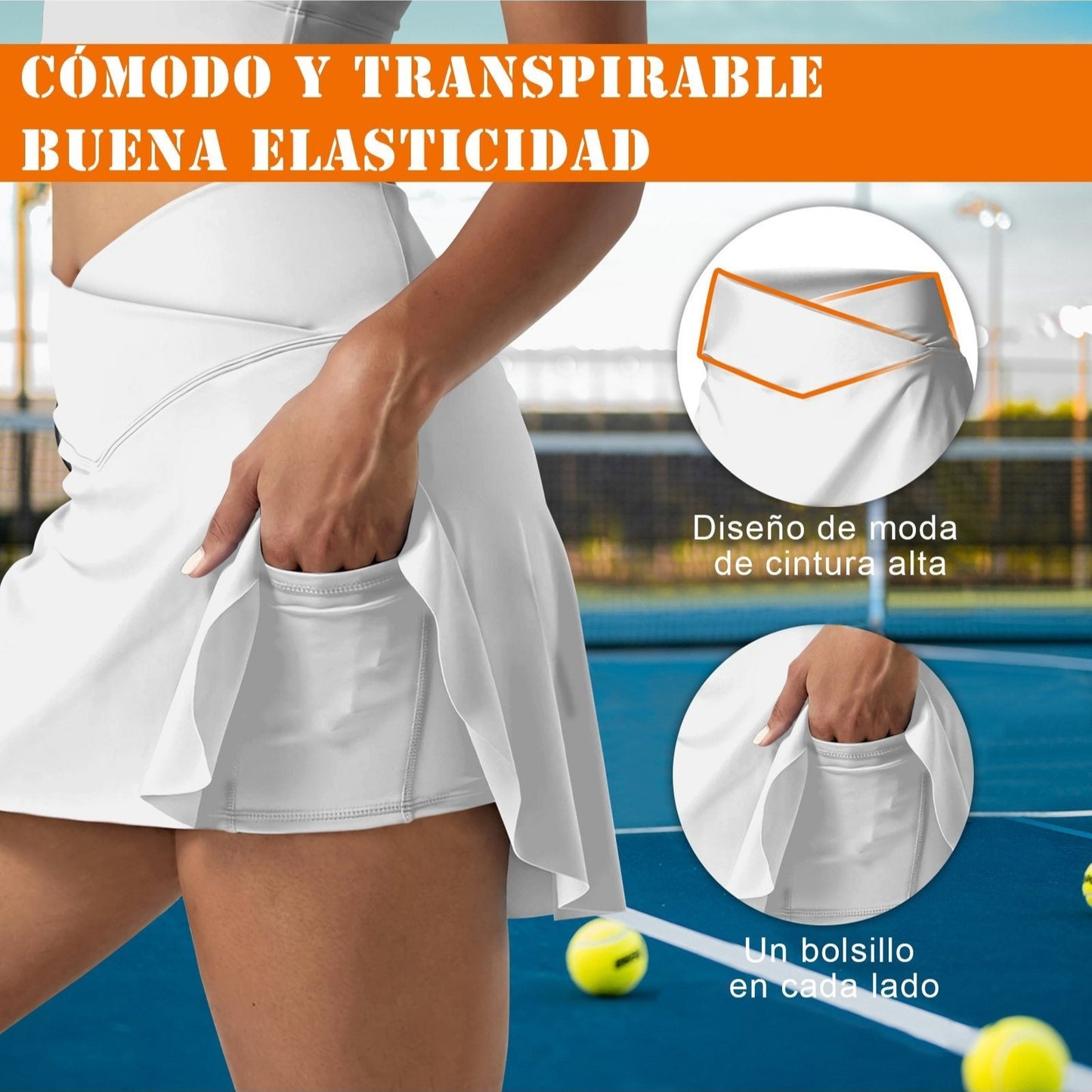 High-waisted sports skirt with pockets