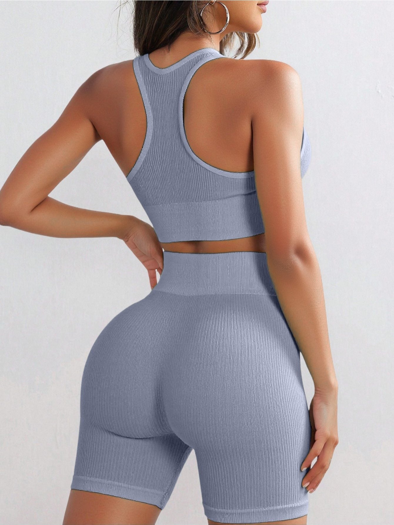 Conjunto deportivo para mujer: Top y Shorts de compresión, transpirable y elástico