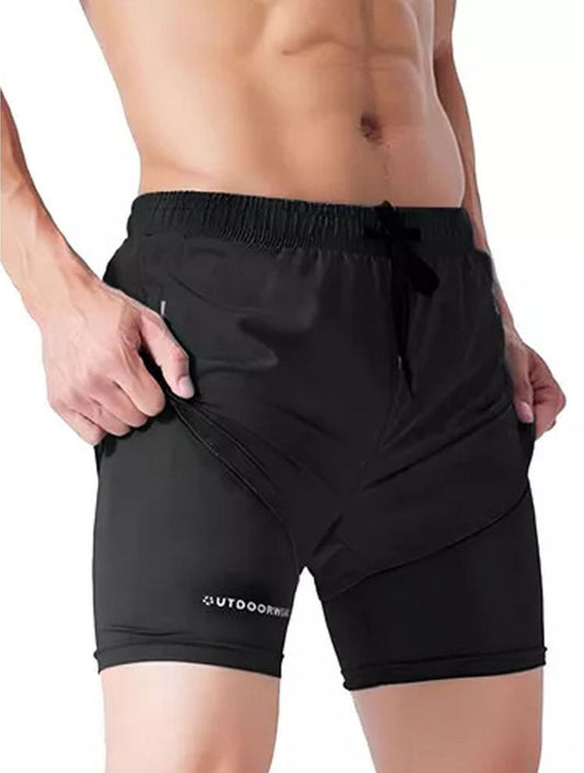 Men's 2-in-1 double-layer sports shorts