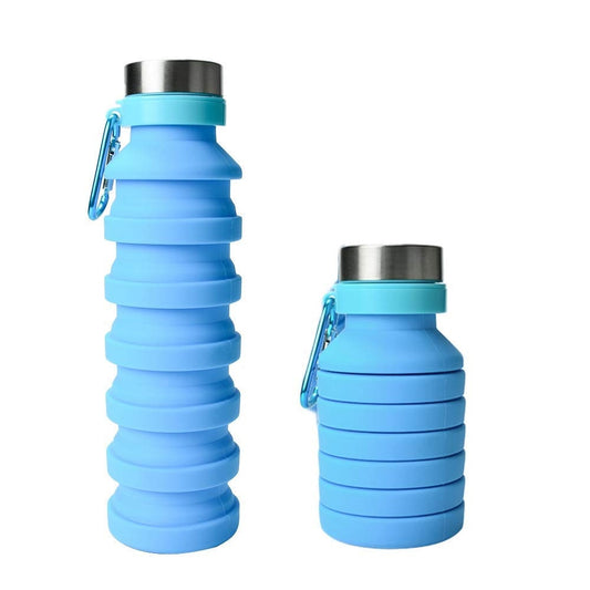 Termo plegable de silicón flexible, tapa de acero inoxidable 550ml