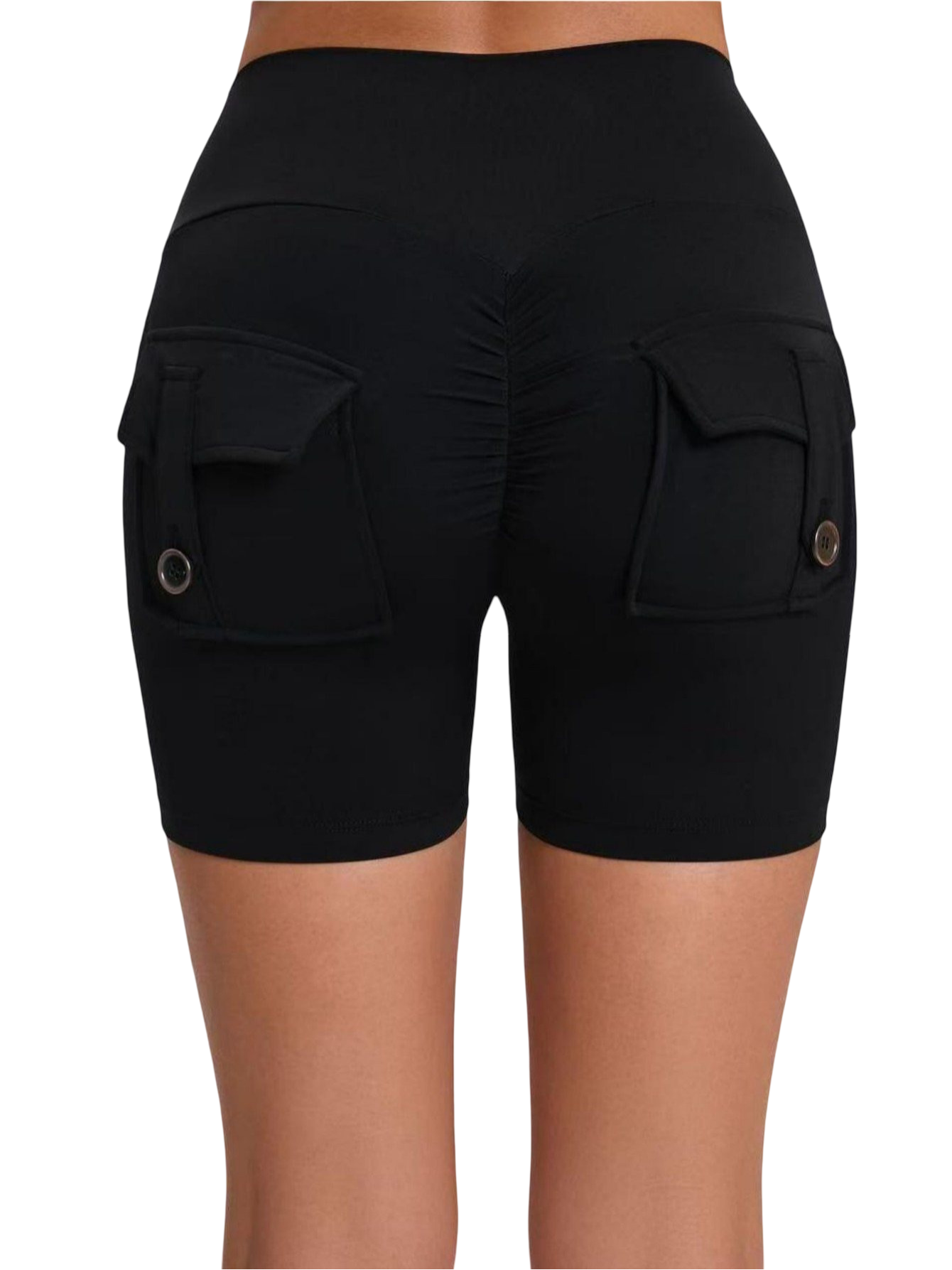 High-waisted sports shorts with push-up effect and pockets