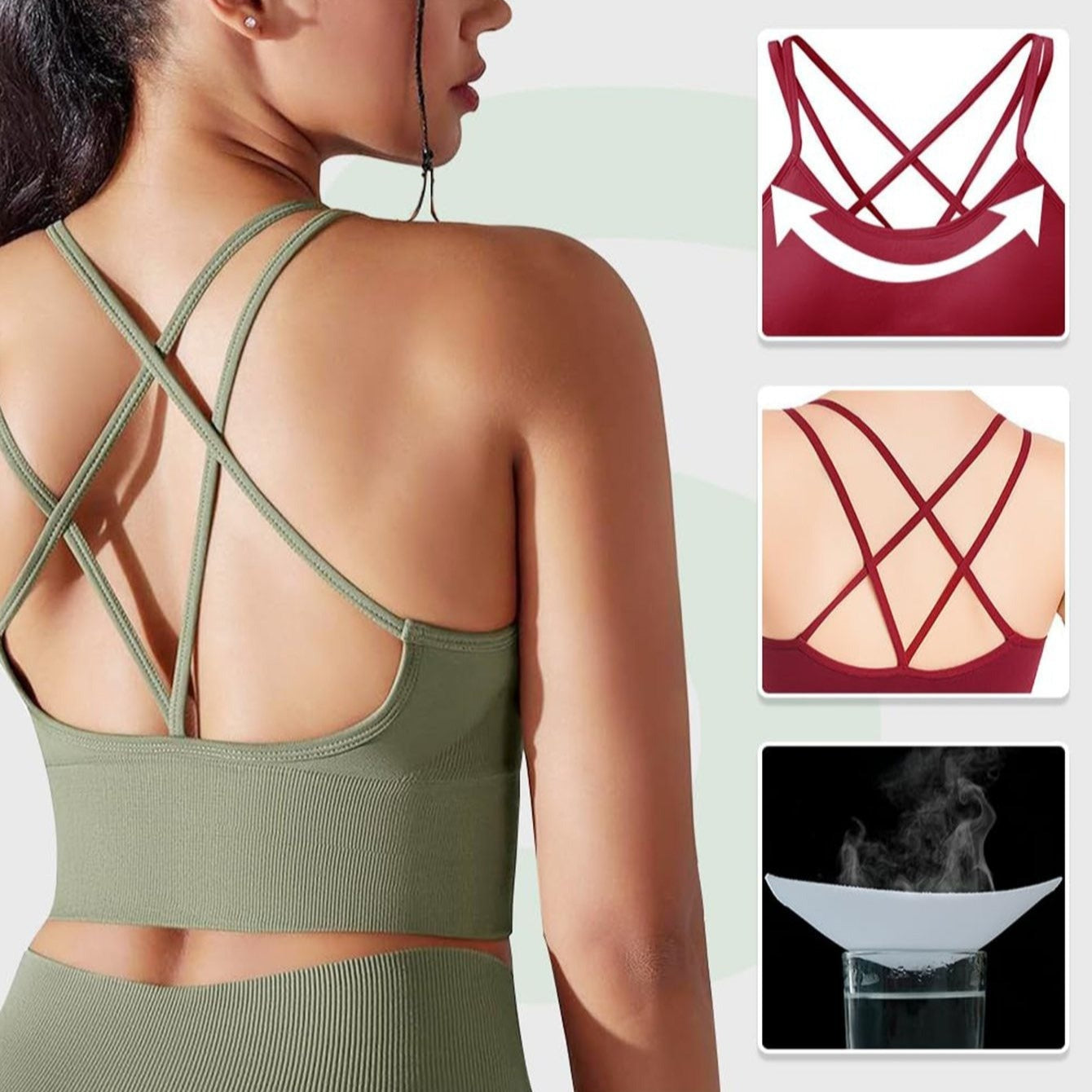 3 Sports Tops with Crossover Straps