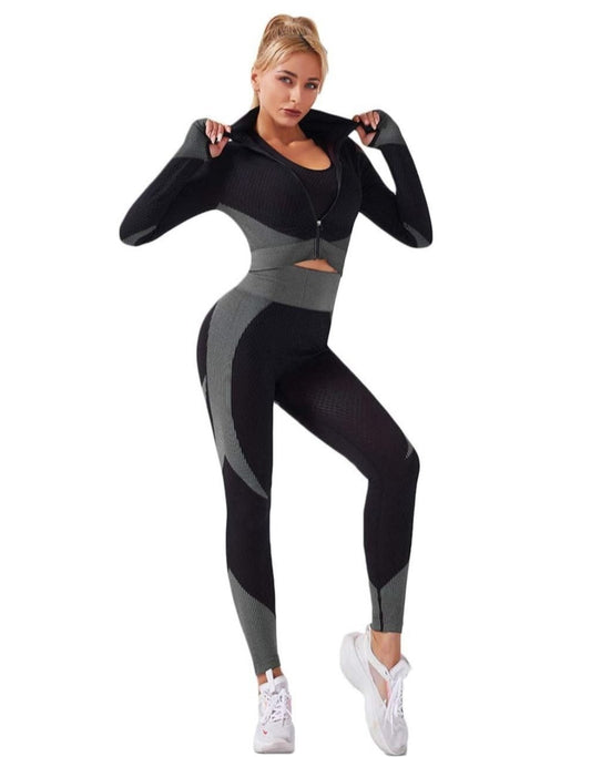 3-piece sports set for women, (Leggings, Sports bra and Sweatshirt)