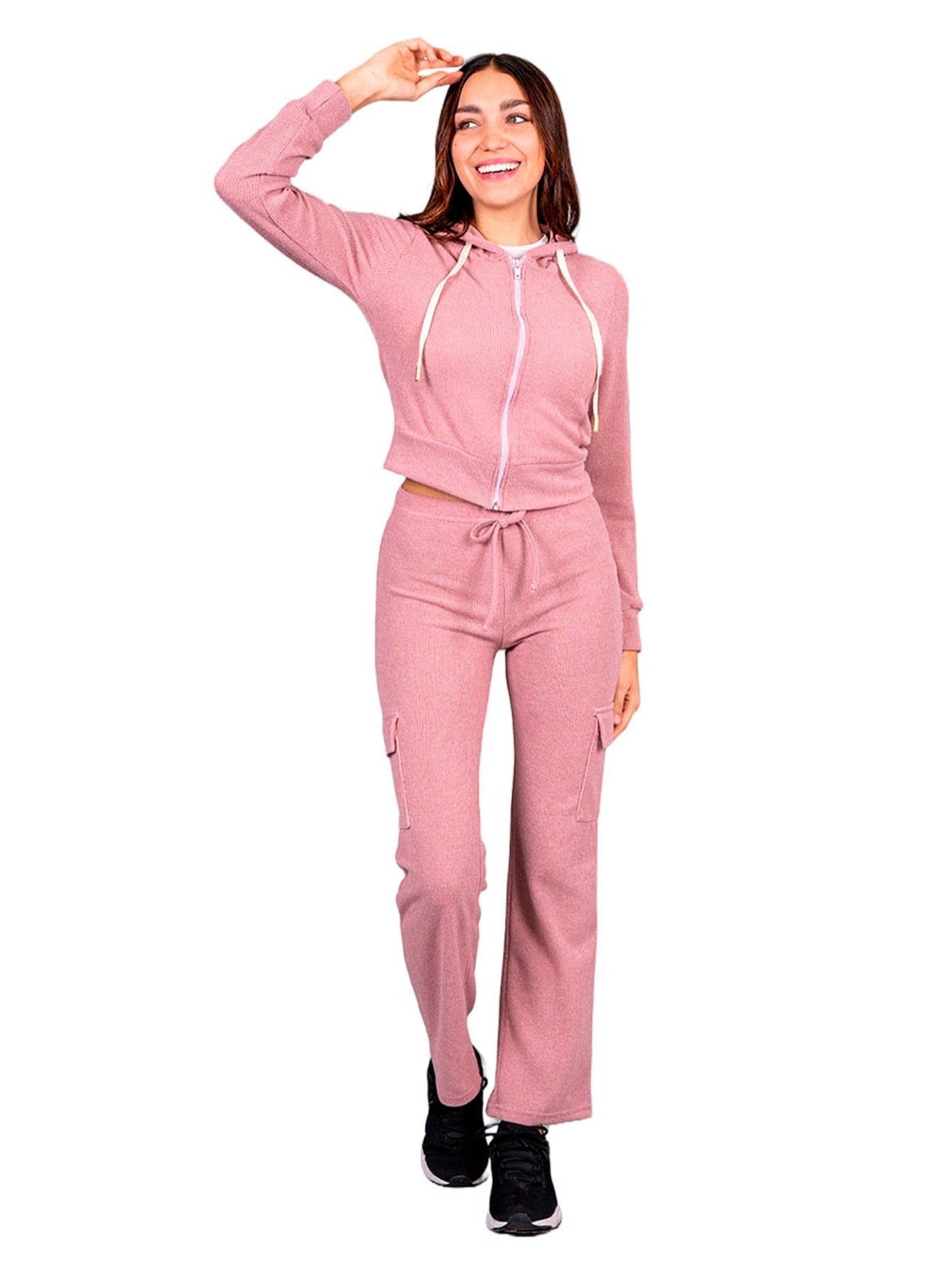 Conjunto de 2 piezas de pantalón y sudadera ultra cómodos para mujer