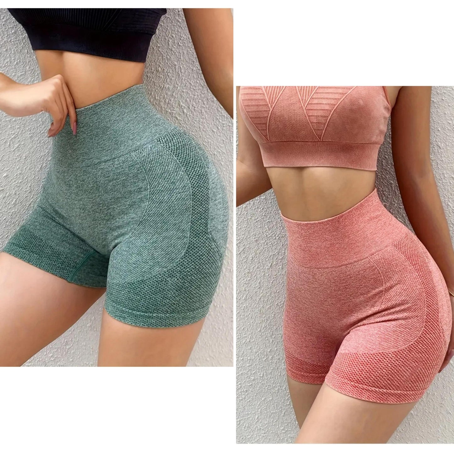 2 Shorts deportivos de yoga de cintura alta para mujer con realce de glúteos