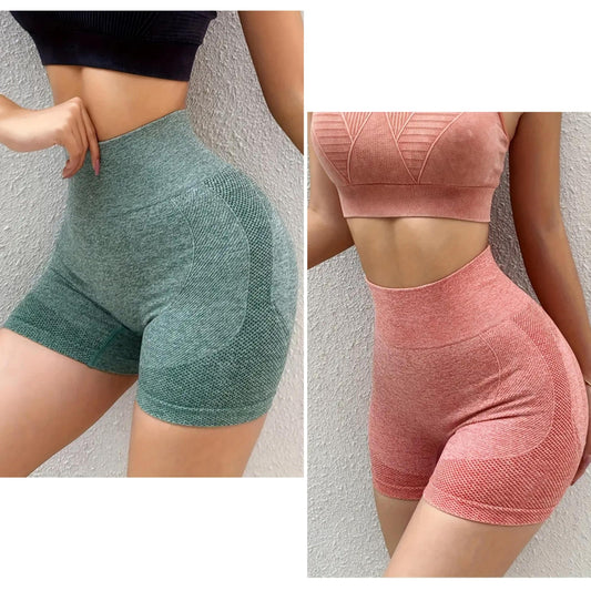 2 Shorts deportivos de yoga de cintura alta para mujer con realce de glúteos