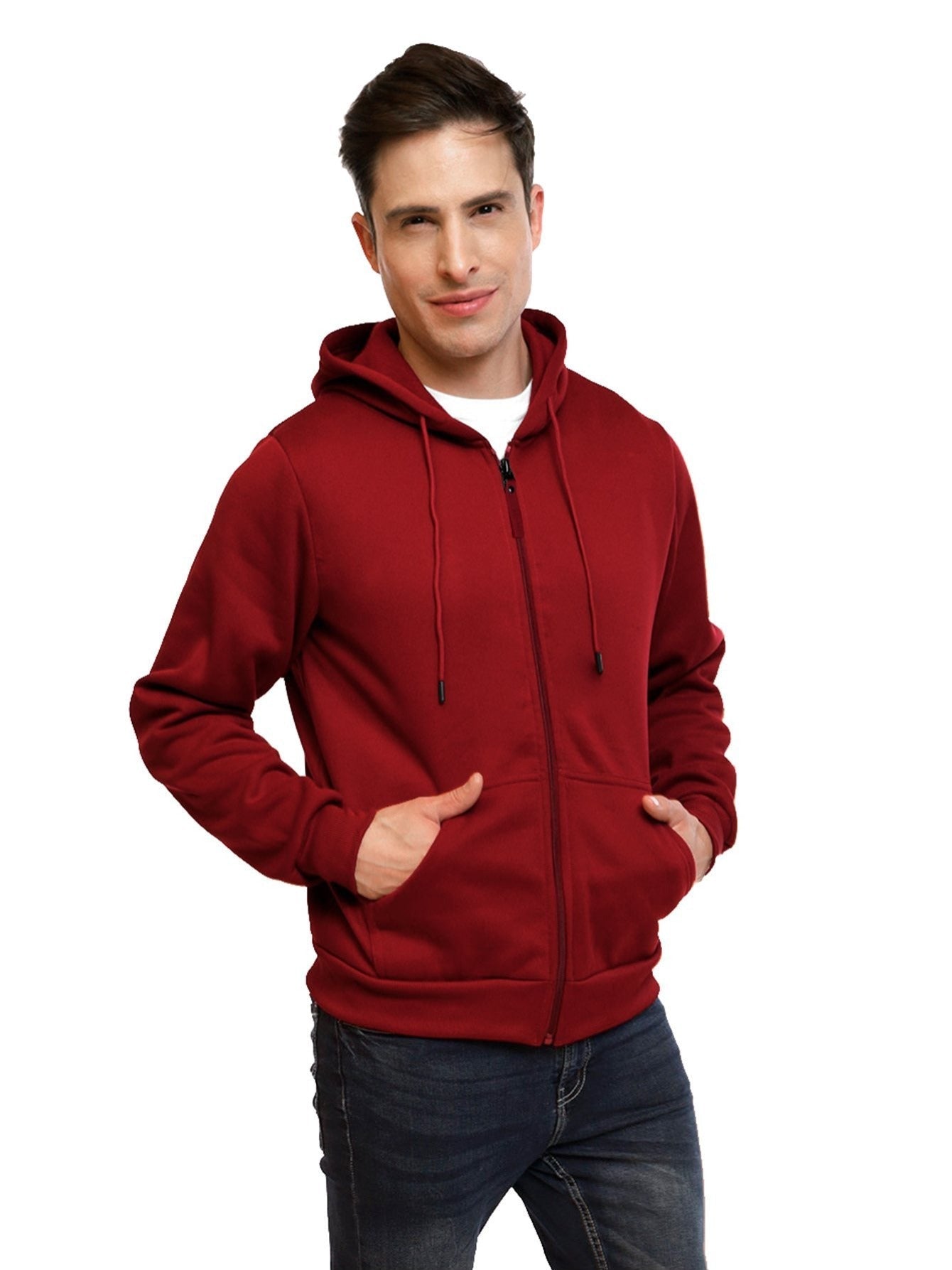 Sudadera deportiva con capucha y cremallera para hombre