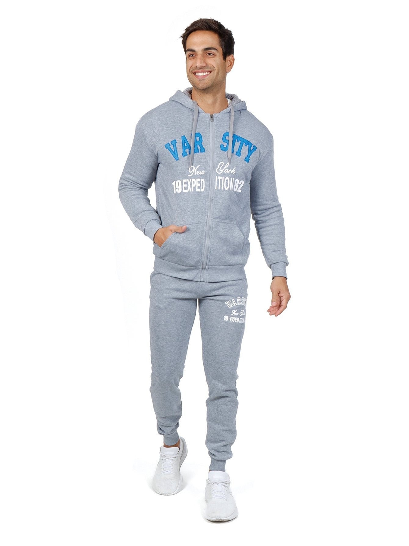Conjunto deportivo con capucha y pantalón deportivo con forro de felpa para hombre