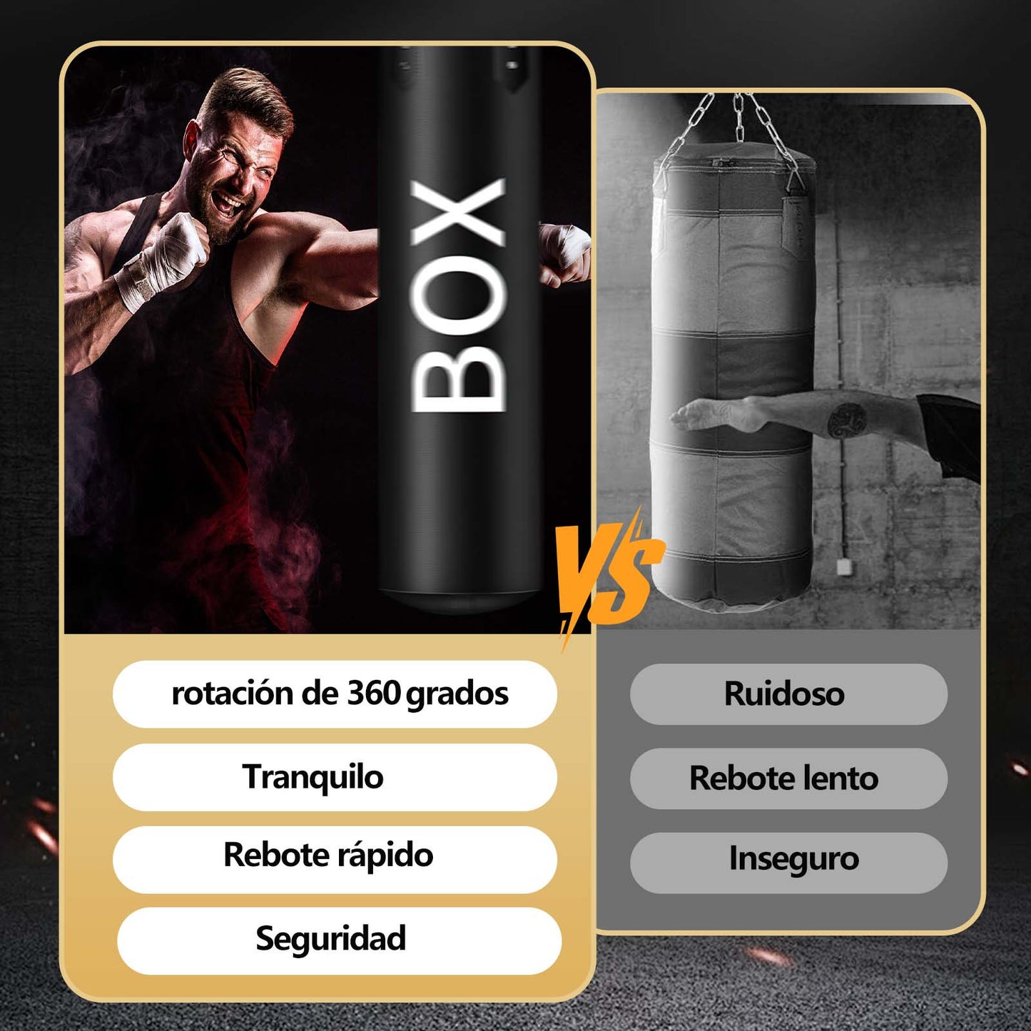 Saco de boxeo profesional con 14 piezas