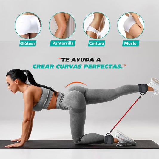 Bandas de resistencia, equipo de entrenamiento de piernas y glúteos con muñequeras
