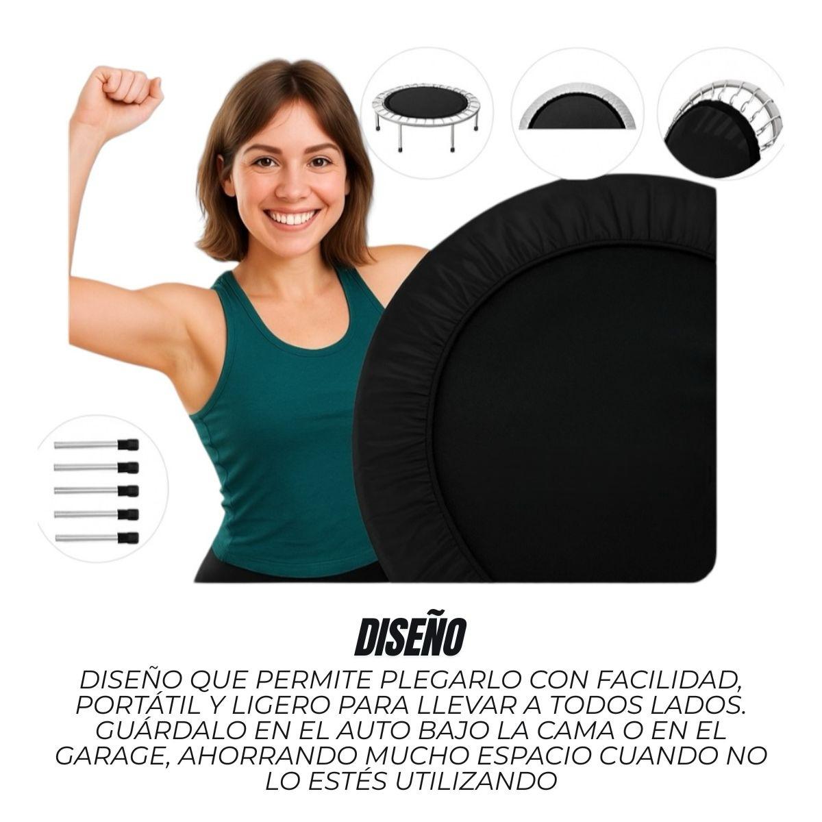 Trampolín de ejercicio compacto y ligero para uso doméstico con 24 resortes