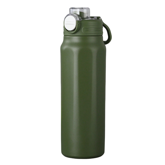 Termo deportivo de acero inoxidable con diseño octogonal de 1,000 ml.