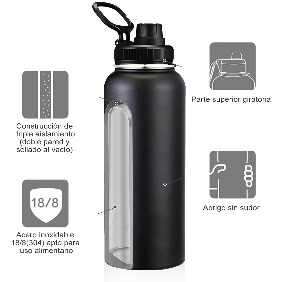 1,200ml Leakproof Stainless Steel Water Bottle.