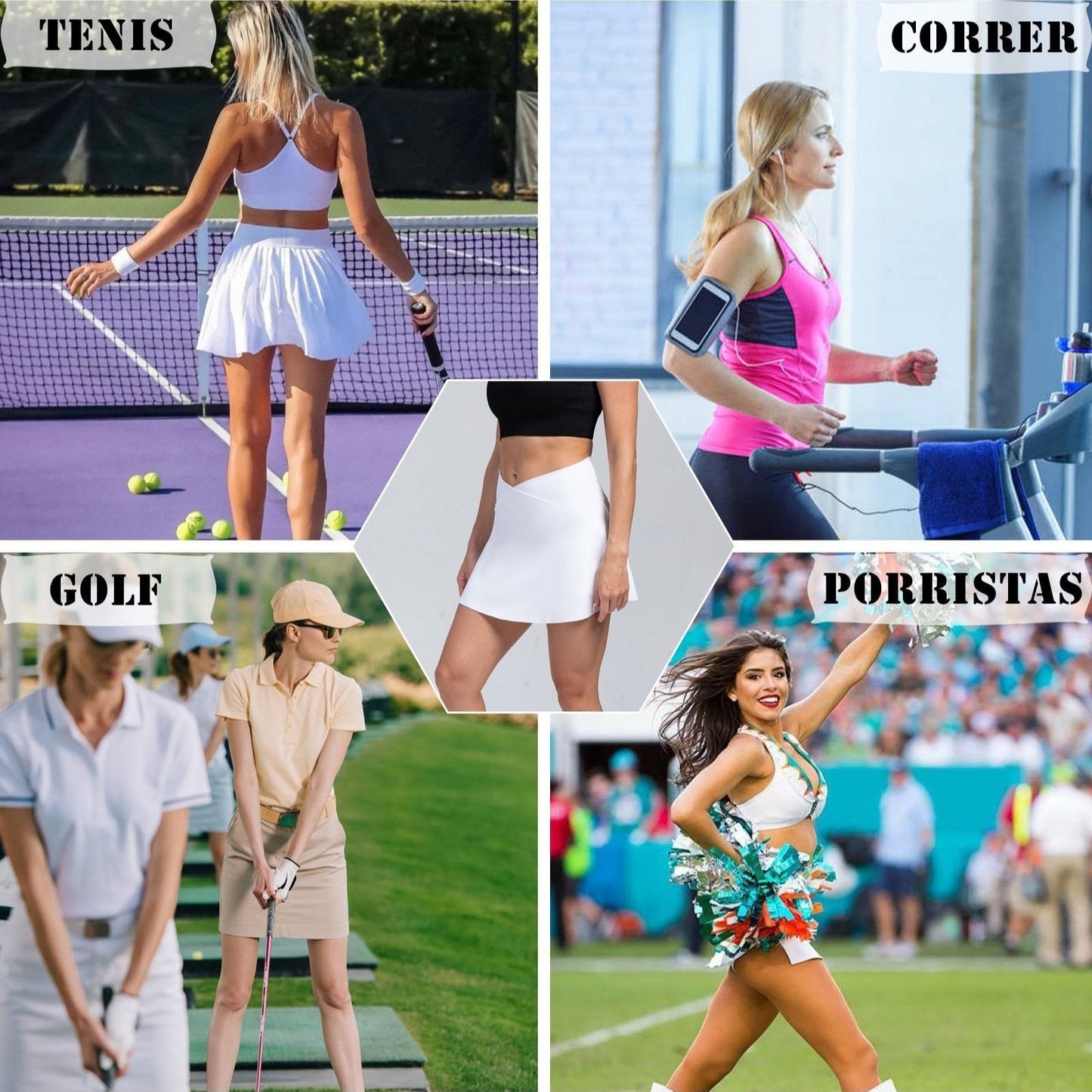 High-waisted sports skirt with pockets