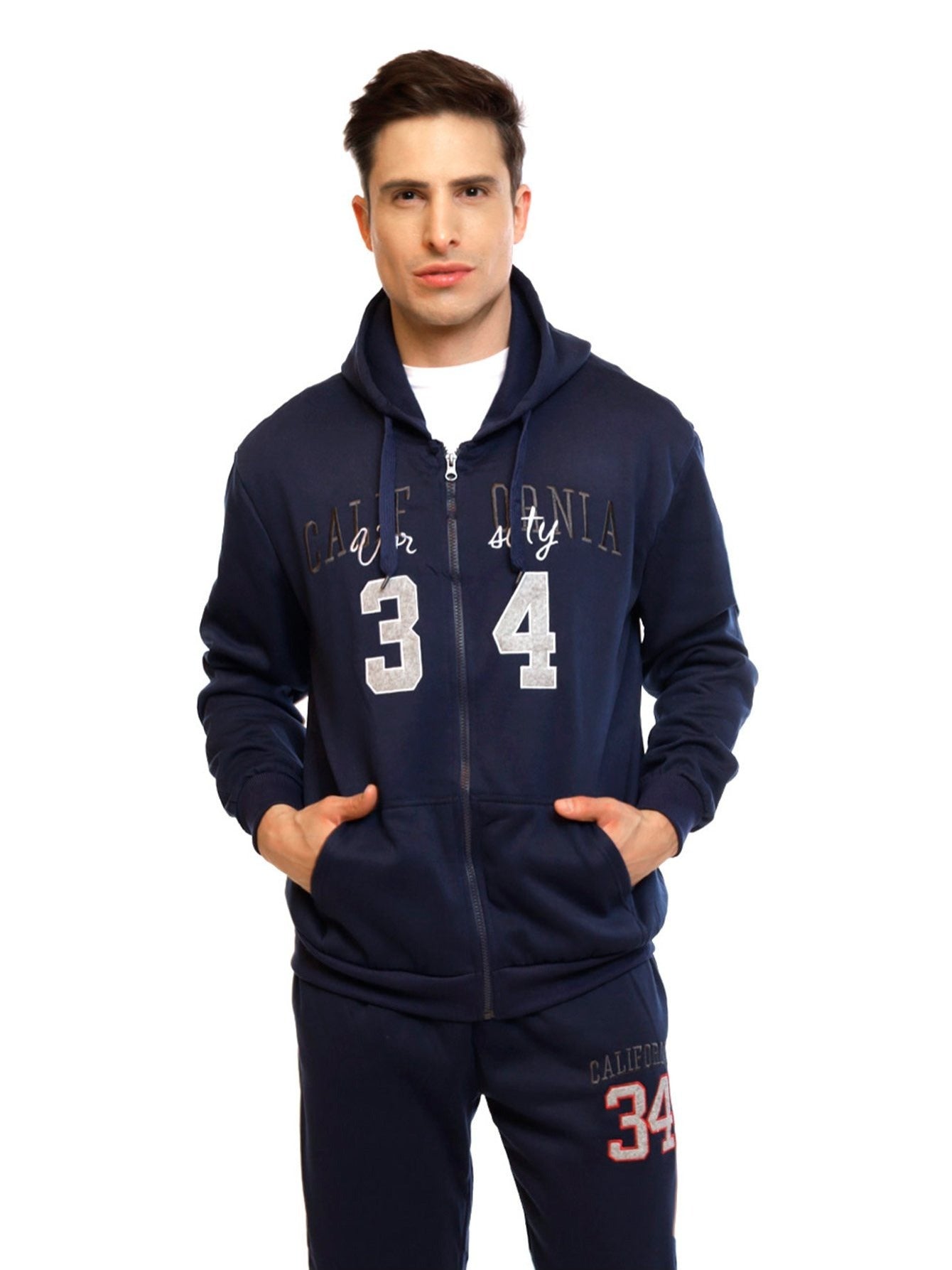 Conjunto deportivo de pantalón polar y sudadera con capucha para hombre