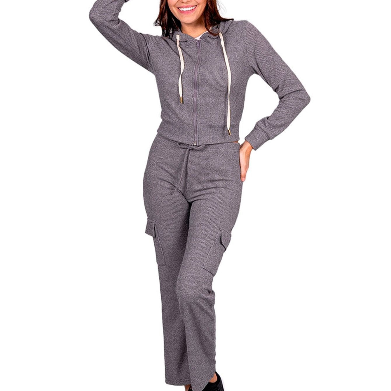 Conjunto de 2 piezas de pantalón y sudadera ultra cómodos para mujer