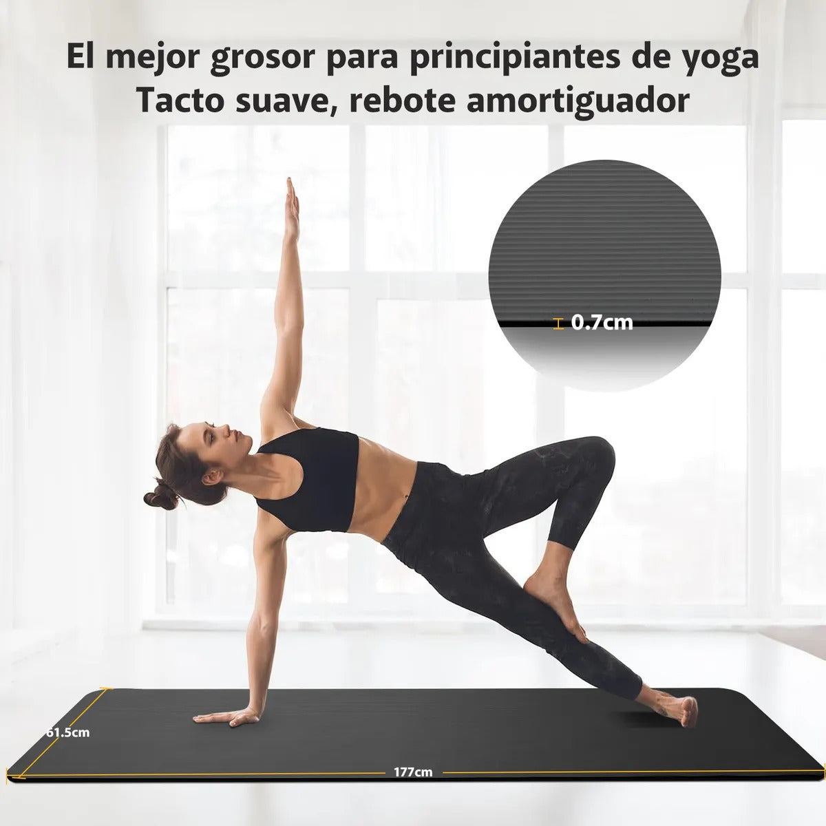 Esterilla de yoga y pilates antideslizante tapete de 10 mm