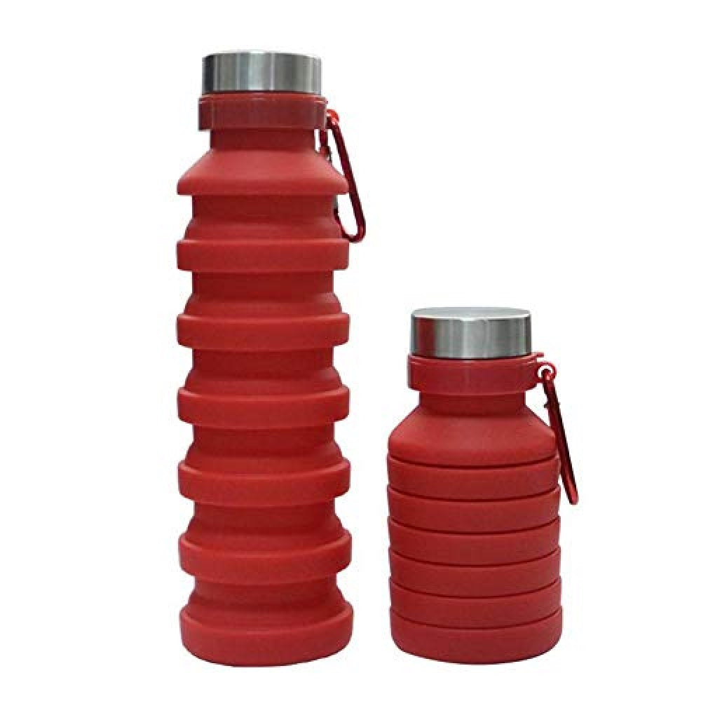 Termo plegable de silicón flexible, tapa de acero inoxidable 550ml