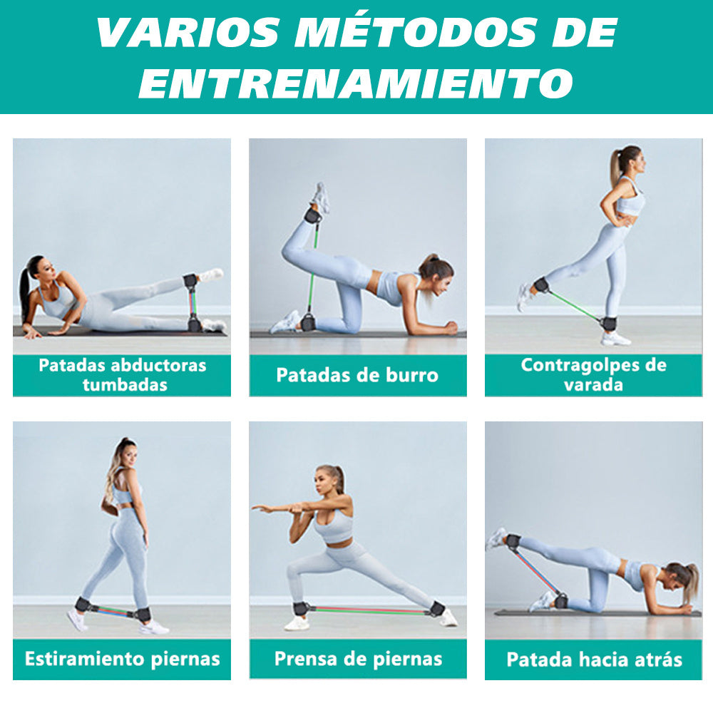 Bandas de resistencia, equipo de entrenamiento de piernas y glúteos con muñequeras