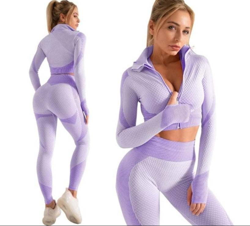 3-piece sports set for women, (Leggings, Sports bra and Sweatshirt)