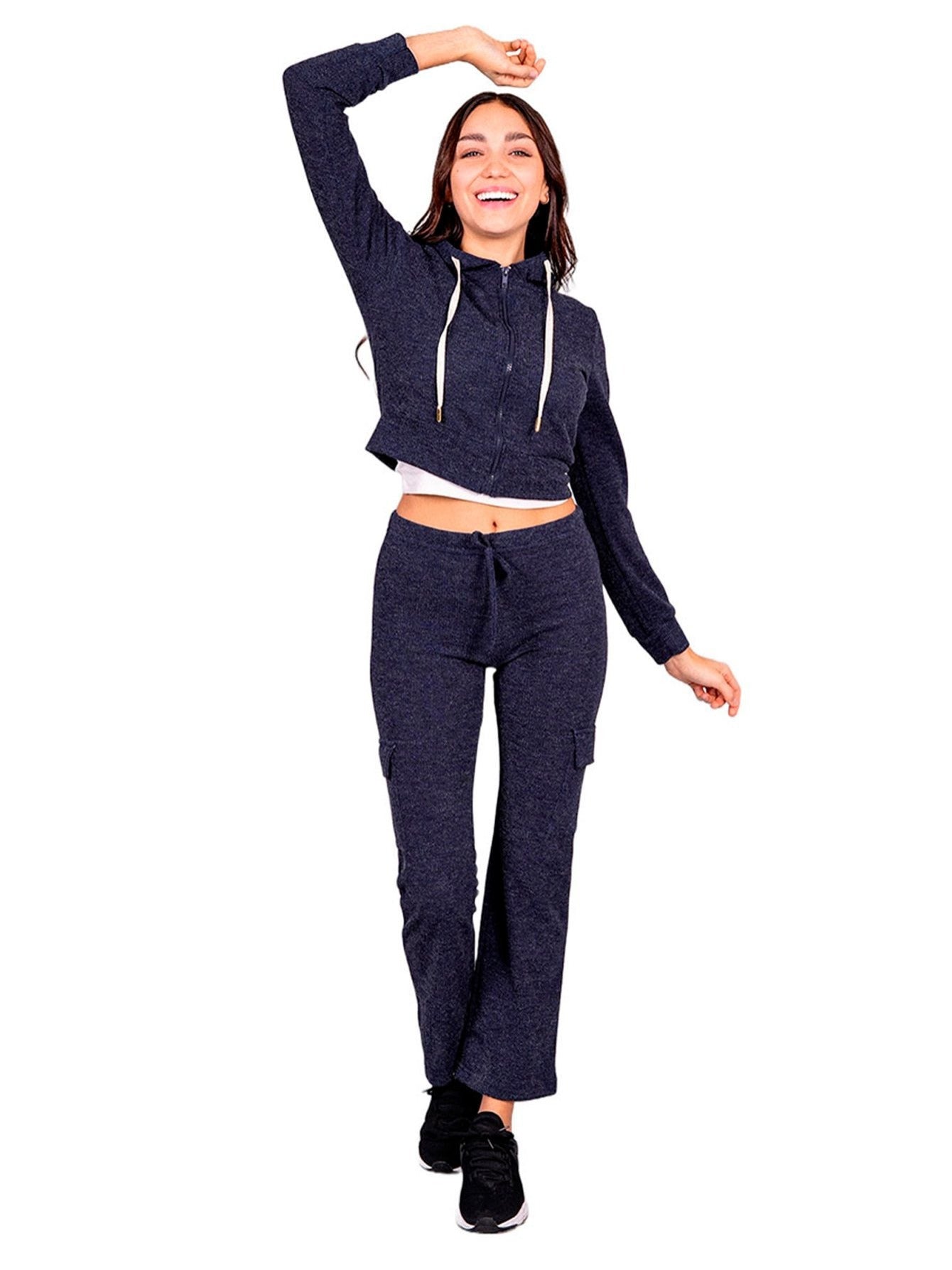 Conjunto de 2 piezas de pantalón y sudadera ultra cómodos para mujer