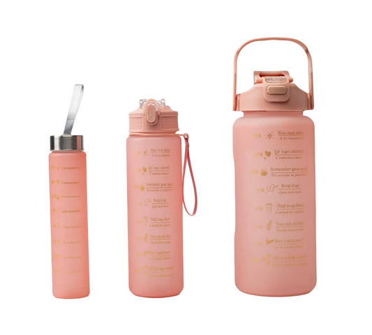 Sports bottle set: 2,000 ml, 900 ml, 280 ml, durable airtight materials