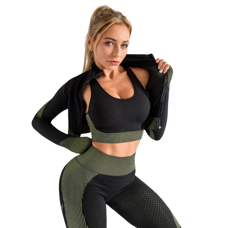 3-piece sports set for women, (Leggings, Sports bra and Sweatshirt)