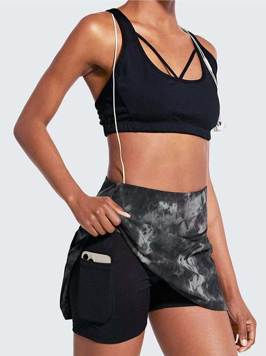 Falda shorts de cintura alta con bolsillos para mujer