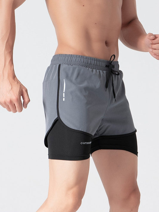 Men's 2-in-1 double-layer sports shorts