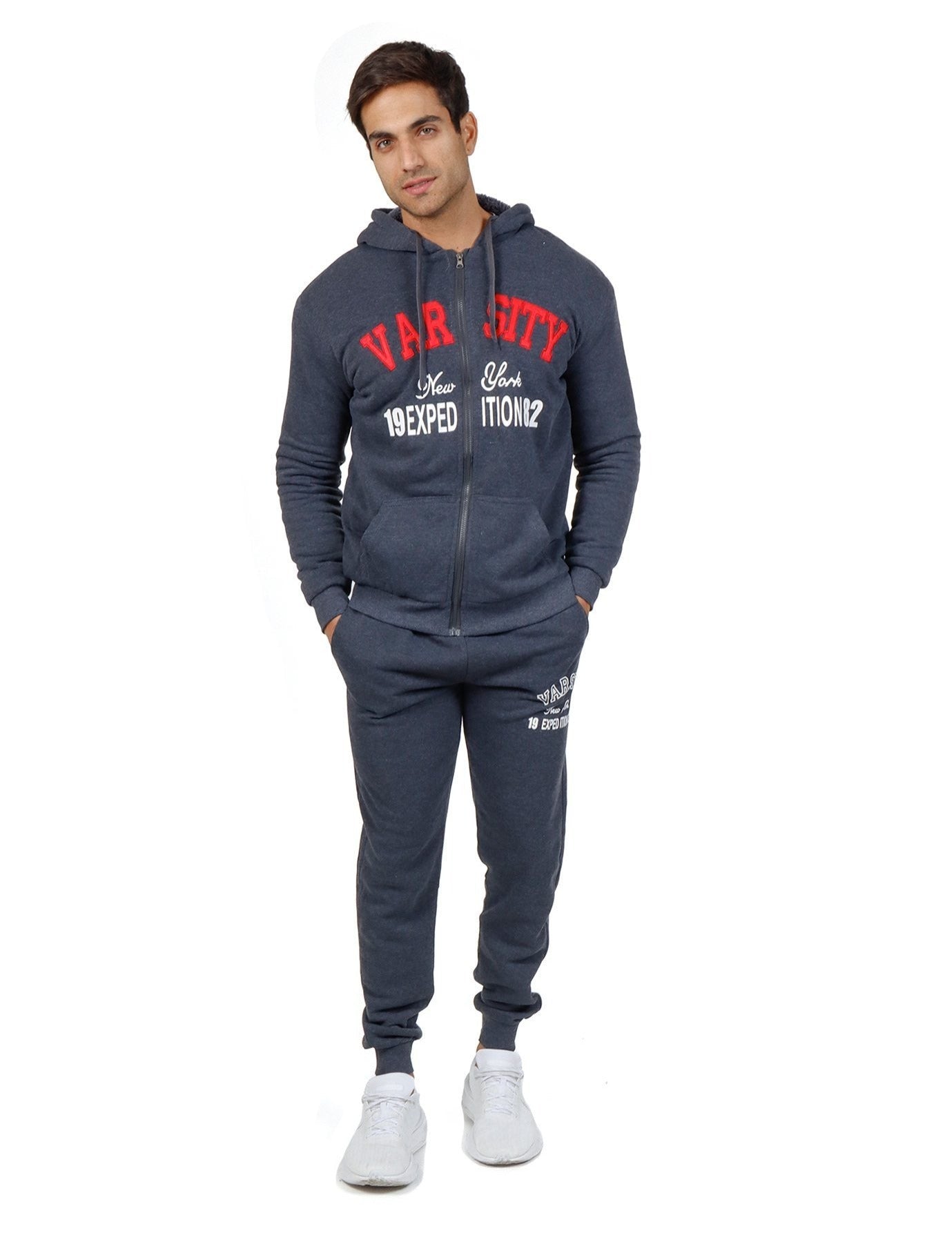 Conjunto deportivo con capucha y pantalón deportivo con forro de felpa para hombre